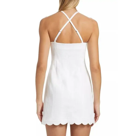 🆕 Cinq à Sept Hadley Halter Mini Dress Scalloped Hem White 14 - Picture 8 of 16